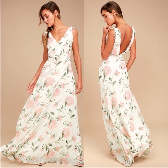 Lulus Dresses & Skirts - LULUS Romantic Possibilities Floral Faux Wrap Maxi Dress Size Medium NWT
